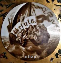 Offering Dish Porcelain Gold and Grisaille Saint Ursula 19th Century