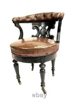 Office Chair Of Minister From The Xixth Epoque Napoleon III Wood Black Leather