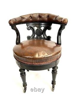 Office Chair Of Minister From The Xixth Epoque Napoleon III Wood Black Leather