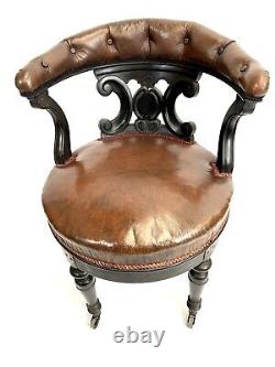 Office Chair Of Minister From The Xixth Epoque Napoleon III Wood Black Leather
