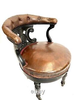 Office Chair Of Minister From The Xixth Epoque Napoleon III Wood Black Leather