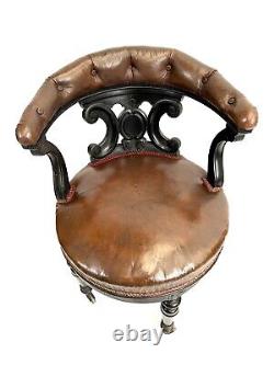 Office Chair Of Minister From The Xixth Epoque Napoleon III Wood Black Leather