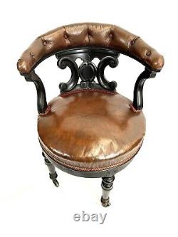 Office Chair Of Minister From The Xixth Epoque Napoleon III Wood Black Leather