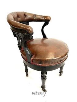 Office Chair Of Minister From The Xixth Epoque Napoleon III Wood Black Leather