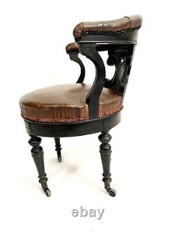 Office Chair Of Minister From The Xixth Epoque Napoleon III Wood Black Leather