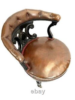 Office Chair Of Minister From The Xixth Epoque Napoleon III Wood Black Leather