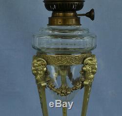 Oil Lamp In Athenian Bronze And Crystal Heads Rams Empire Period Xixth