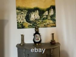 Oil Lamp Porcelain from Bayeux/Valentine Decor Flowers Napoléon III Period