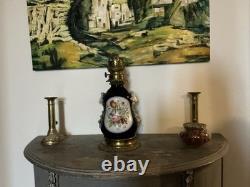 Oil Lamp Porcelain from Bayeux/Valentine Decor Flowers Napoléon III Period