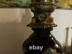 Oil Lamp Porcelain from Bayeux/Valentine Decor Flowers Napoléon III Period