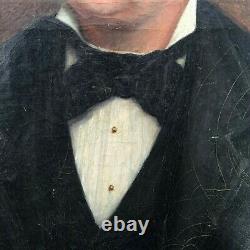 Oil On Canvas Leontine Buron Portrait Male Costume D Epoque XIX Eme H392