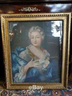 Oil On Canvas Period Xixth Portrait Of Lady Painting French Court