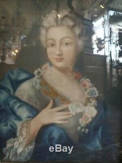 Oil On Canvas Period Xixth Portrait Of Lady Painting French Court