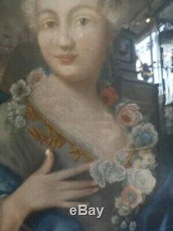 Oil On Canvas Period Xixth Portrait Of Lady Painting French Court