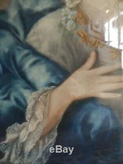 Oil On Canvas Period Xixth Portrait Of Lady Painting French Court