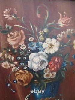 Oil Painting On Canvas Era XIX Century Bouquet Of Flowers