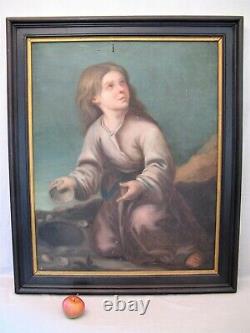 Oil Painting On Canvas Era XIX Century Little Girl With Shells