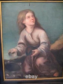 Oil Painting On Canvas Era XIX Century Little Girl With Shells