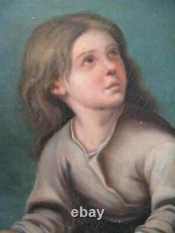 Oil Painting On Canvas Era XIX Century Little Girl With Shells