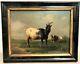 Oil Painting On Goat And Cow Panel Period 19th Century