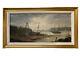 Oil Painting On Marine Panel Seaboard Boats Characters Epoque Xix Ème