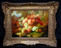 Oil Painting Still Life with Fruits Signed François 19th Century Style 20th Century Period