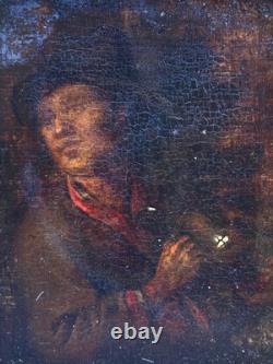 Oil Painting on HSP Panel Portrait of a Man 19th Century Unsigned