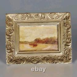 Oil on Wood, Le Marais, Boat at Anchor, 19th Century, Period Frame / Marine