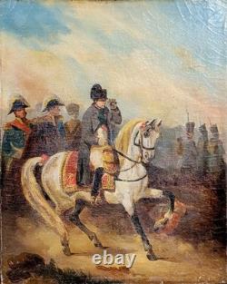 Oil on canvas, 19th century, Napoleon on a battlefield