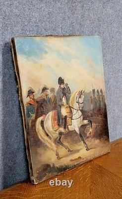 Oil on canvas, 19th century, Napoleon on a battlefield