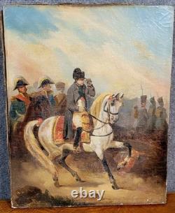 Oil on canvas, 19th century, Napoleon on a battlefield