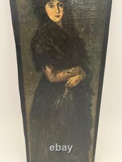 Oil on canvas mounted on cardboard in the style of Goya, 19th century, 24.3x9.2