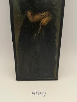 Oil on canvas mounted on cardboard in the style of Goya, 19th century, 24.3x9.2