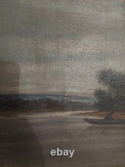 Oil painting on canvas landscape, Barbizon school, 19th century, signed