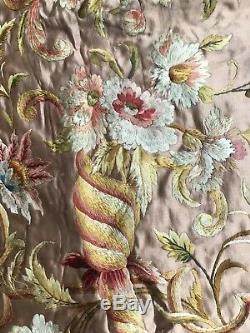 Old And Big Embroidery On Silk Napoleon III Period Embroidery On Silk 19th