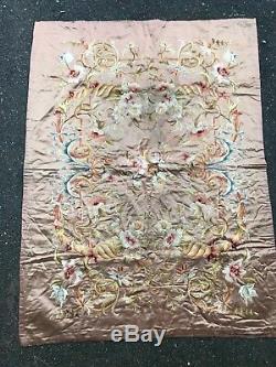 Old And Big Embroidery On Silk Napoleon III Period Embroidery On Silk 19th