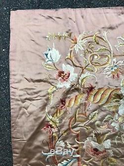 Old And Big Embroidery On Silk Napoleon III Period Embroidery On Silk 19th