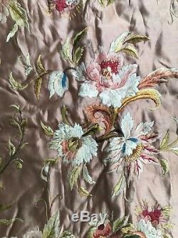 Old And Big Embroidery On Silk Napoleon III Period Embroidery On Silk 19th