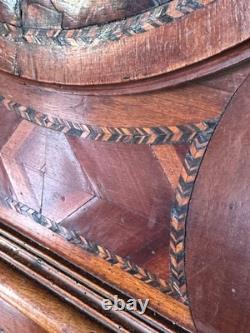 Old Bresse wall Comtoise clock with period Bresse marquetry, 18th century Old Bresse wall Comtoise clock with period Bresse marquetry, 18th century