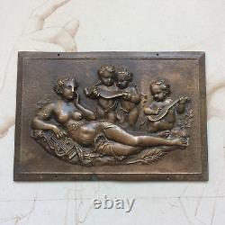 Old Bronze Plaque Allegory of Music 19th Century