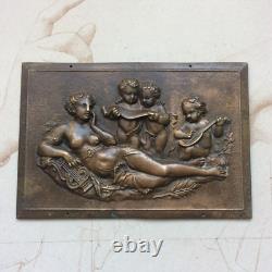 Old Bronze Plaque Allegory of Music 19th Century