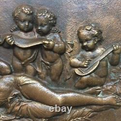 Old Bronze Plaque Allegory of Music 19th Century