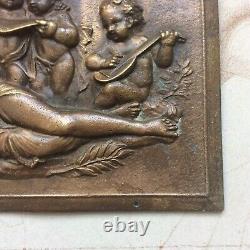 Old Bronze Plaque Allegory of Music 19th Century