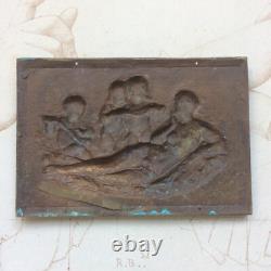 Old Bronze Plaque Allegory of Music 19th Century