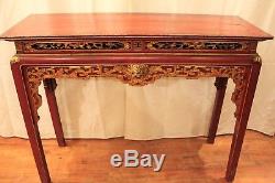 Old Console Altar Chinese Lacquered Wood Time Nineteenth Century