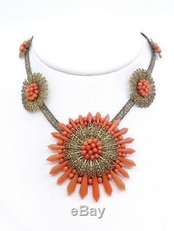 Old Coral Beads Necklace And Steel Wire Empire Nineteenth Time