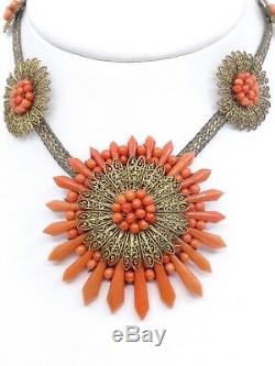 Old Coral Beads Necklace And Steel Wire Empire Nineteenth Time