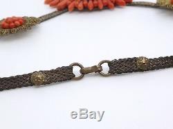 Old Coral Beads Necklace And Steel Wire Empire Nineteenth Time
