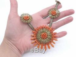 Old Coral Beads Necklace And Steel Wire Empire Nineteenth Time