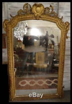 Old Fireplace Mirror Style Louis XV Gilt Wood Epoque Nineteenth Deco Castle